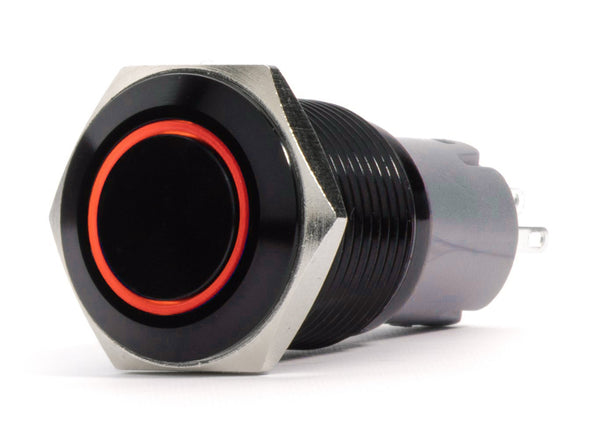 Race Sport Interrupteur marche/arrêt précâblé 19mm 2 positions 12V avec DEL rouge et fini noir à montage encastré
