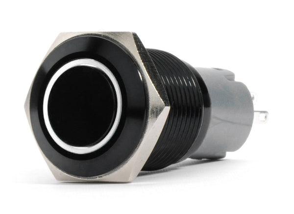 Race Sport Interrupteur marche/arrêt précâblé 19mm 2 positions 12V avec DEL blanche et fini noir à montage encastré