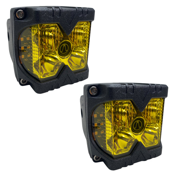 Race Sport Feu auxiliaire cubique DEL 40 watts avec stroboscope latéral ambre - qualité professionnelle, avec lentille antibrouillard ambre - vendu par paire