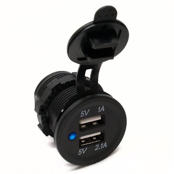 Race Sport Prise USB double port format douille 3.1 A avec DEL bleue