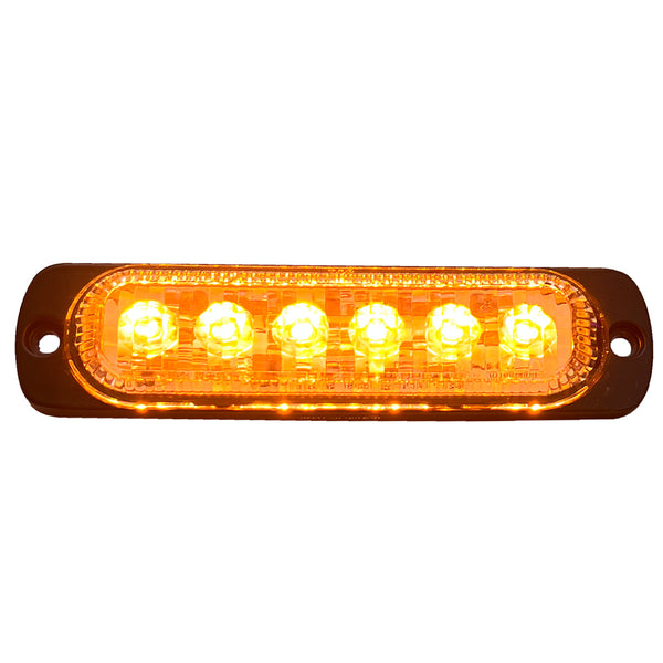 Race Sport 6-LED Ultra Slim Flush Mount 19-Flash Pattern Marker Strobe Light (Amber)