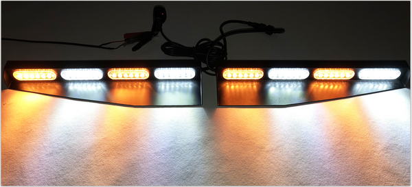 Race Sport NEW - White / Amber Strobing Hi power LED Beacon Visor with 15+ patterns and optional Cigarette plug in