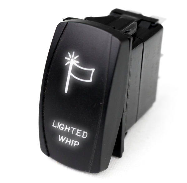 Race Sport LED Rocker Switch w/ White LED Radiance - Lighted WHIP