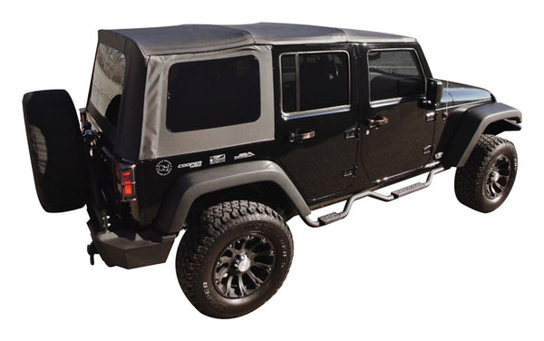 RT Offroad Toit souple de remplacement OEM pour 2007-09 JK Wrangler avec 4 portes pleines en acier - noir
