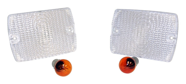 RT Offroad Clear Parking Lamp Set (2) w/ 2 Amber Bulbs for 87-93 Jeep YJ Wrangler