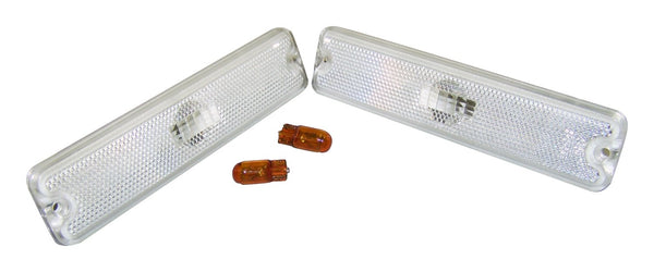 RT Offroad Clear Side Marker Lamp Set (2) w/ 2 Amber Bulbs for 87-95 YJ Wrangler