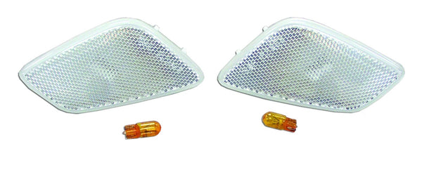 RT Offroad Front Clear Side Marker Light Kit w/ Amber Bulbs for Jeep 97-06 Jeep TJ Wrangler