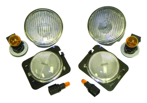 RT Offroad Front Clear Parking & Side Marker Lamp Kit for 2007-2013 Jeep JK Wrangler