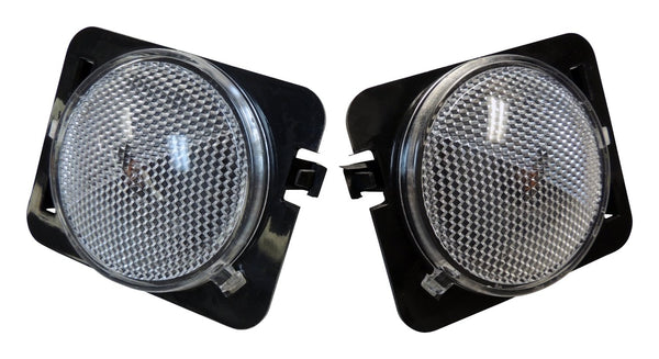 RT Offroad Clear Side Marker Light Kit w/ Amber Bulbs for 2007-2018 Jeep JK Wrangler L & R