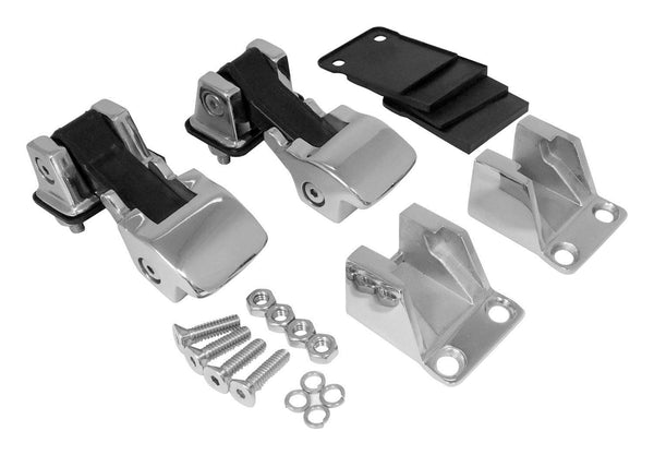 RT Offroad TJ Style Polished Stainless Steel Hood Catch Kit for Jeep 55-86 CJs and 87-95 YJ