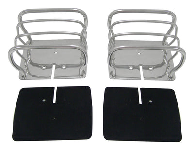 RT Offroad Stainless Steel Euro Tail Lamp Guards for 76-86 CJ-7, CJ-8, YJ, TJ Wrnglrs L,R