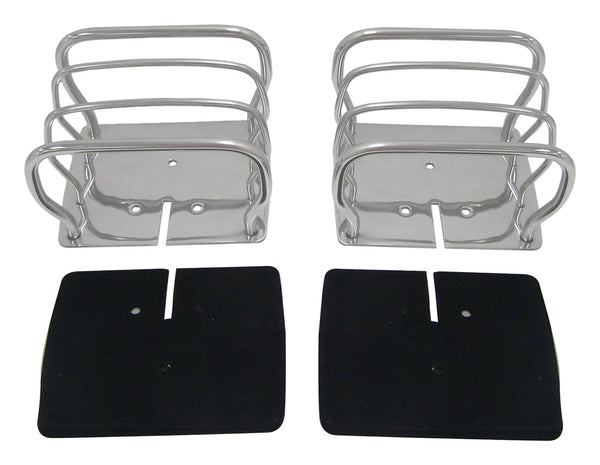 RT Offroad Stainless Steel Euro Tail Lamp Guards for 76-86 CJ-7, CJ-8, YJ, TJ Wrnglrs L,R