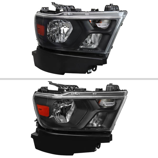 Spec-D Tuning Right OE Halogen Headlight - 19-26 Ram 1500 - Black Housing Clear Lens Amber Reflector