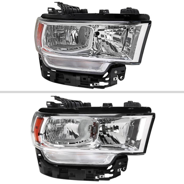 Spec-D Tuning Right OE Halogen Headlight Chrome Housing Clear Lens Amber Reflector - 19-26 Ram 2500/3500
