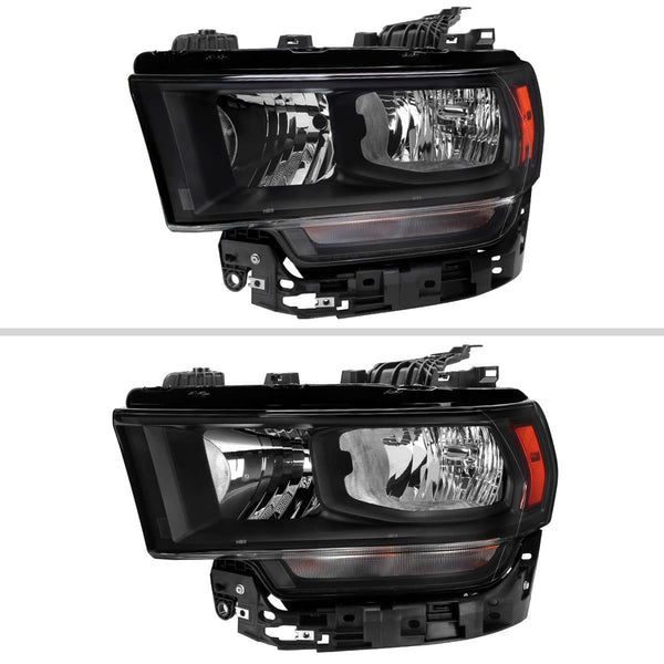 Spec-D Tuning Left OE Halogen Headlight Black Housing Clear Lens Amber Reflector - 19-26 Ram 2500/3500