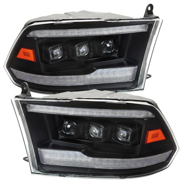 Spec-D Matte Black Projector Headlights with Clear Lens - 09-18 Ram 1500