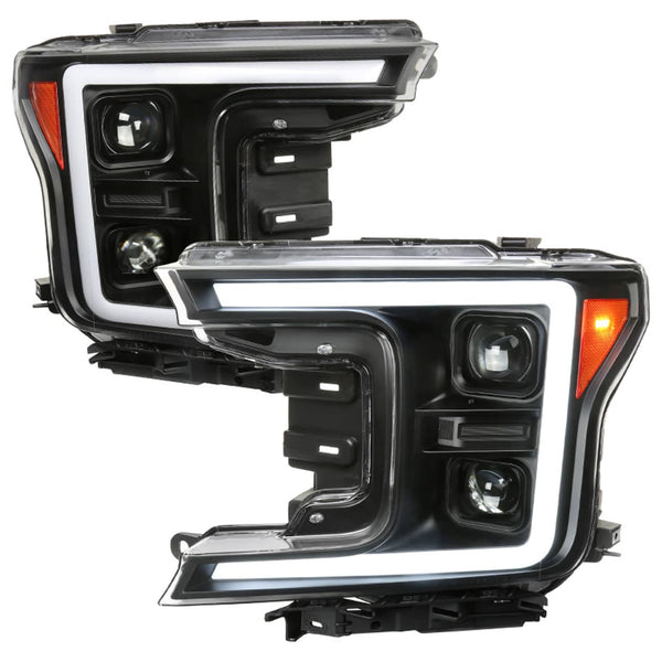 Spec-D Matte Black Projector Headlights with Clear Lens - 18-20 F150