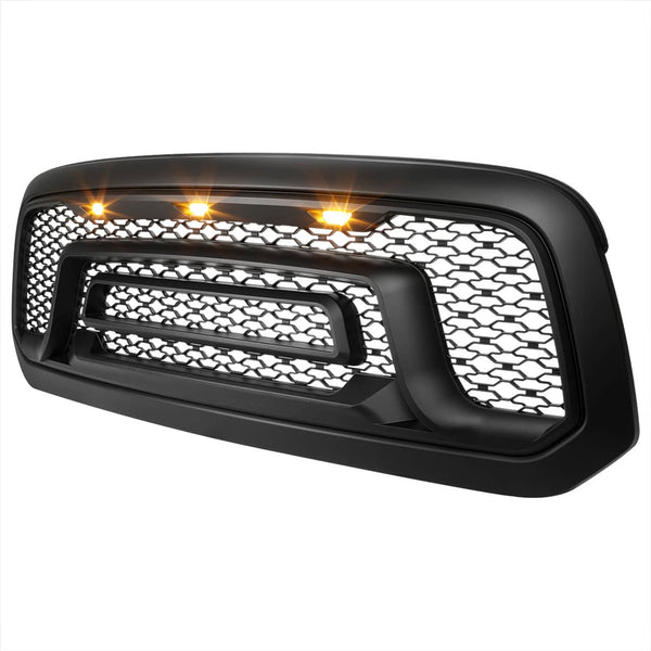 Spec-D Matte Black Grille with LED Accents - 13-18 Ram 1500