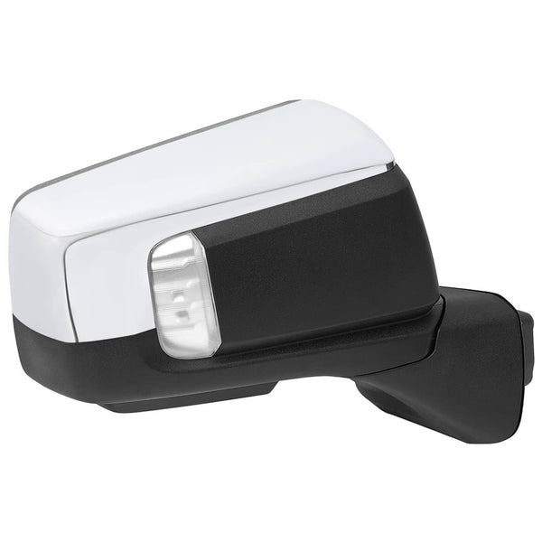 Spec-D Tuning Passenger Side Power Heated Chrome Towing Mirror Manual Folding with Blind Spot Detection LED Turn Signal and LED Puddle Light - 19-25 Sierra 1500