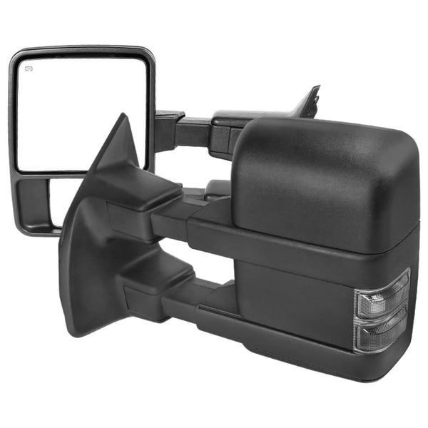 Spec-D Tuning Power Heated Manual Extendable Towing Mirrors (PAIR) LED Turn Signals with Smoked Lens - 08-16 Super Duty (NOT COMPATIBLE ON 11-16 MODELS WITH AMBIENT AIR TEMPERATURE SENSOR ON SIDE MIRRORS)