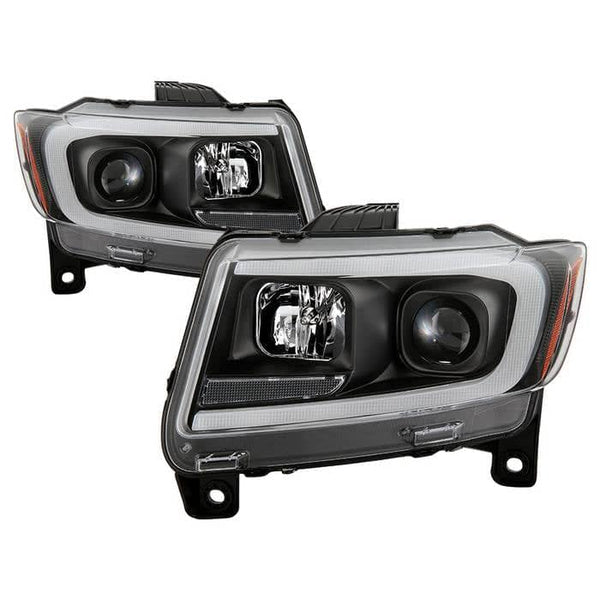 Spyder Light Bar Projector Headlights - Black — 2011-2013 Jeep Grand Cherokee (5085795)