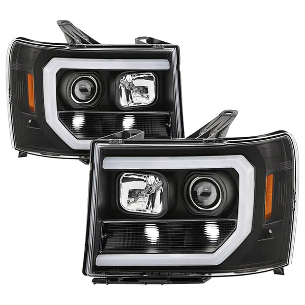 Spyder Projector Headlights - Version 2 - Light Bar DRL LED - Black — for select GMC trucks (5086037)