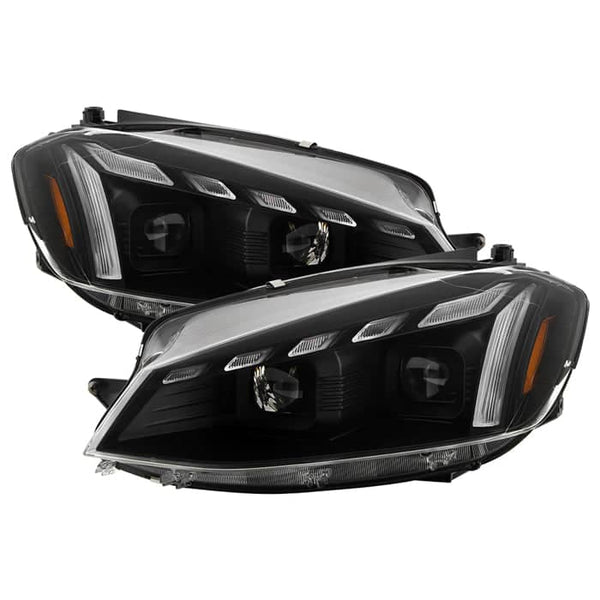Spyder Signature Black Projector Headlights - LED Clear Light Bar Parking Lights - Sequential LED Switchback Turn Signal Lights | 18-21 Volkswagen Golf
