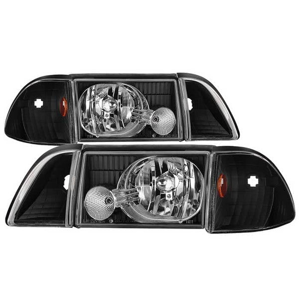 Spyder OEM style Headlights with Corner Parking Lights 6pcs Amber - Black