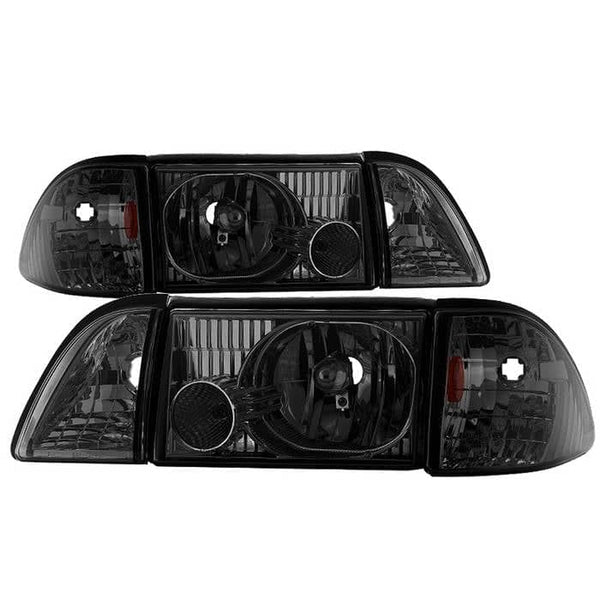 Spyder OEM style Headlights with Corner Parking Lights 6pcs Amber - Smoked