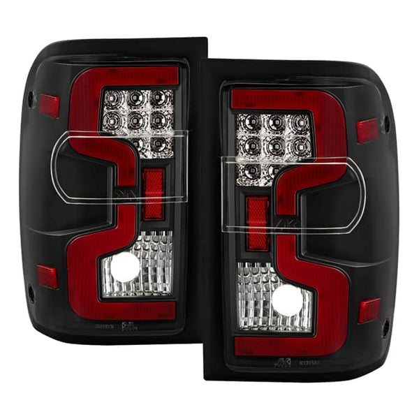 Spyder Xtune Akkon Black LED Tail Lights W/LED Light Bar | 2001-2011 Ford Ranger