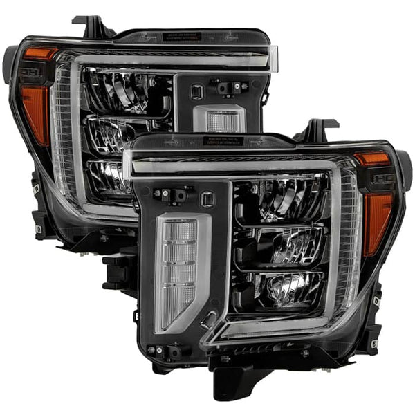 Spyder Xtune Poe LED Black Headlights | 2020-2023 Sierra 2500HD/3500HD