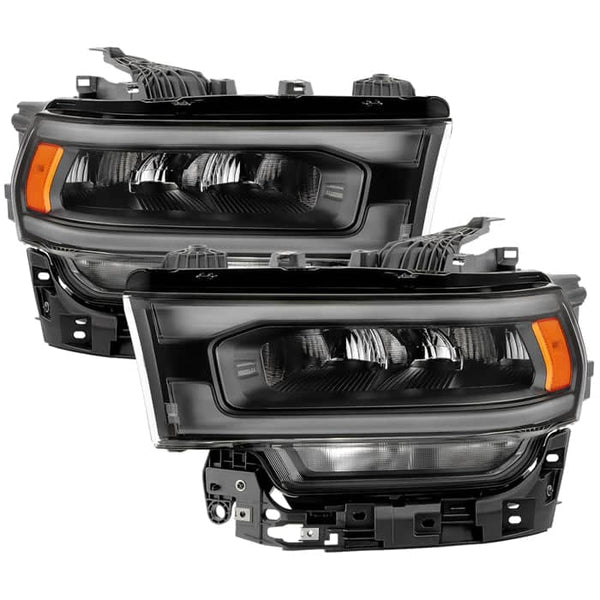 Spyder Xtune Poe Black Bezel LED Reflector Headlights | 2019-2024 Ram 2500HD/3500HD