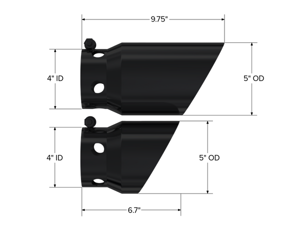 MBRP 4in. inlet 5in. Tip Cover Set-6 in. and 9 in. in length. BLK.