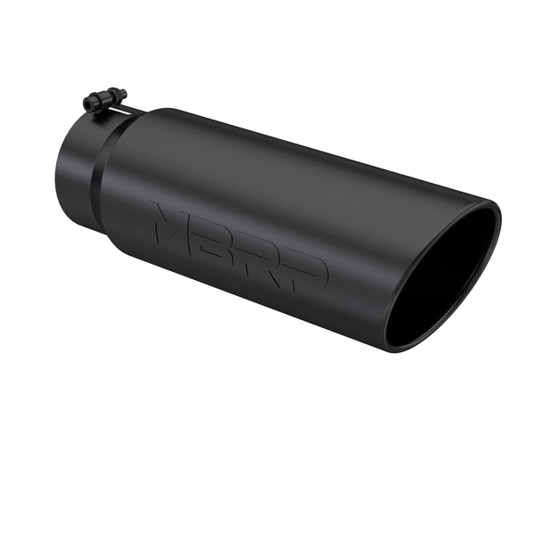 MBRP Tip. 6in. O.D.. Angled Rolled End. 5in. inlet 18in. in length. BLK.