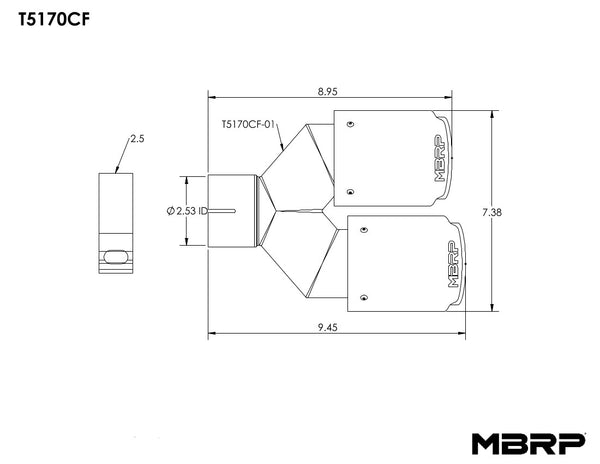 MBRP 2.5" Inlet Carbon Fiber Exhaust Tip. (T5170CF)