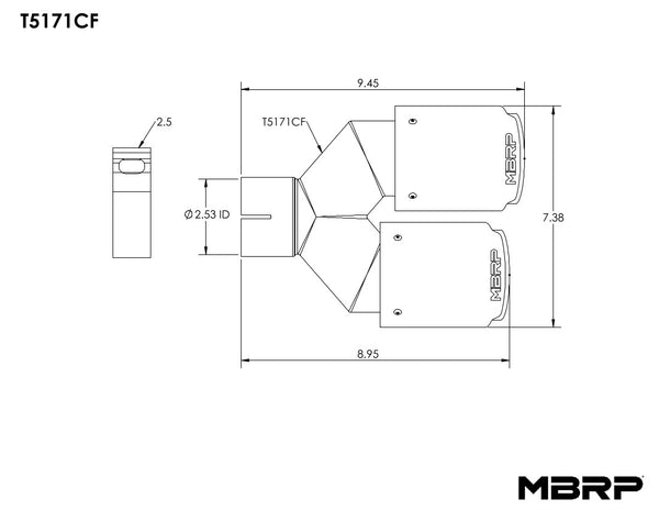 MBRP 2.5" Inlet Carbon Fiber Exhaust Tip. (T5171CF)