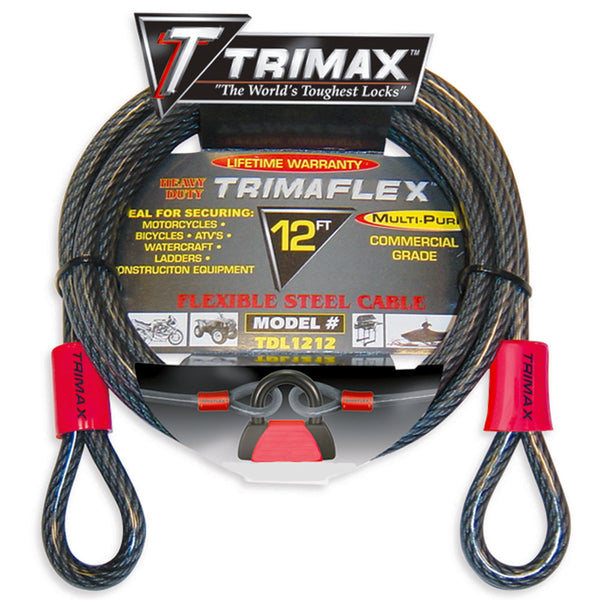 Trimax Locks Trimaflex Dual Loop Multiuse Cable 12 ft L X 12 mm