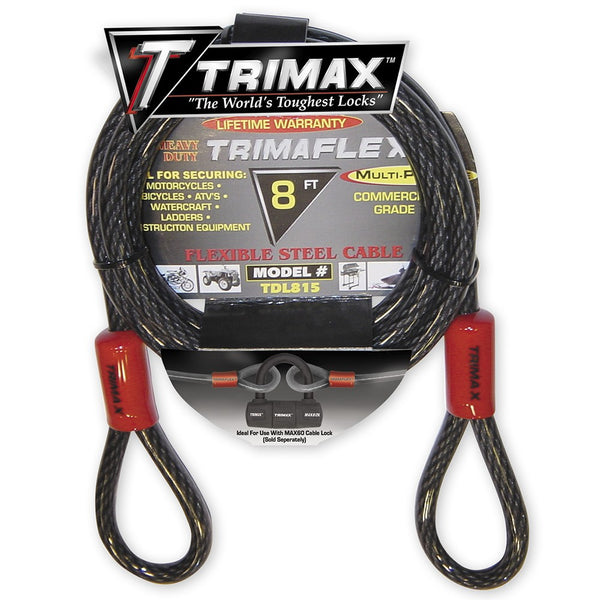 Trimax Locks Trimaflex Dual Loop Multiuse Cable 8 ft L X 15 mm
