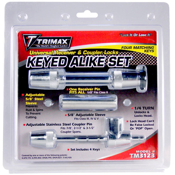 Trimax Locks Ts32Universal Receiver Lock & Tc123Universal Coupler Lockkeyed Alike Set
