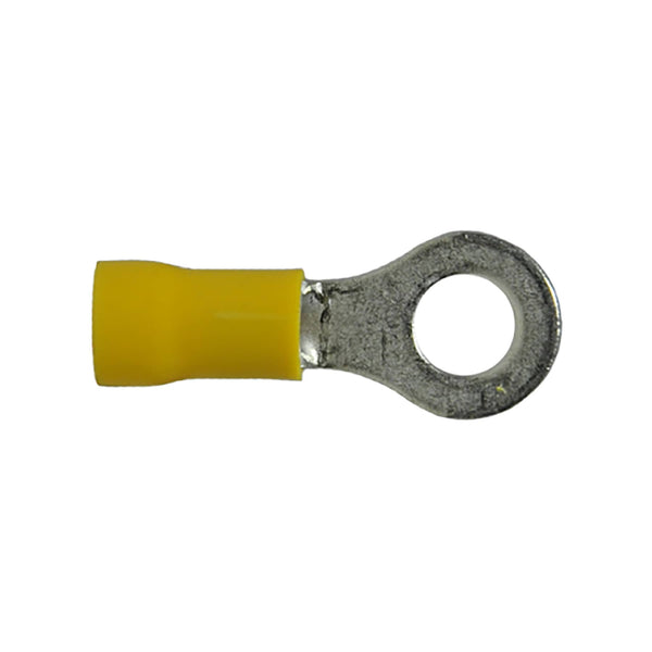 Uni-Bond Lighting Insulated Ring Terminal Yellow Stud 1/4" 12-10 GA (PKG 500)