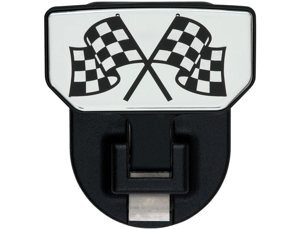 Carr HD Universal Hitch Step - Fits 2 in. Receiver - Black - Checkered Flag - Single
