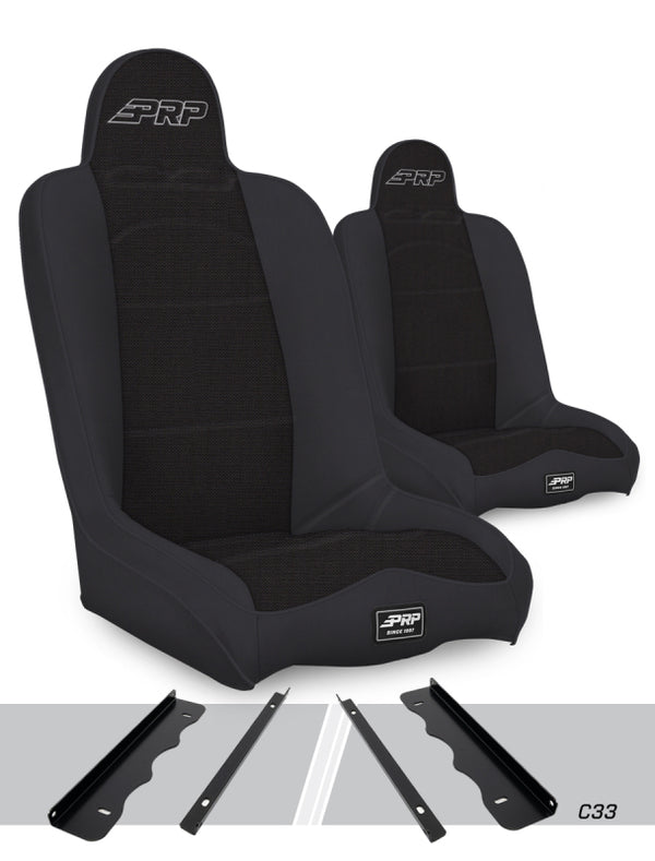 PRP 95-01 Jeep Cherokee XJ Daily Driver High Back Suspension Seats Kit (Pair) - Black