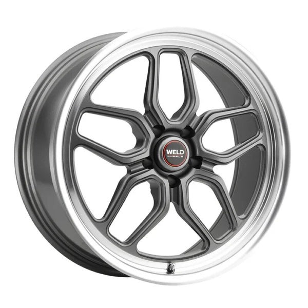 Weld S108 22X12 Laguna 5X127 ET-57 BS4.25 alésage 78.1 - gris métal brillant lèvre diamantée