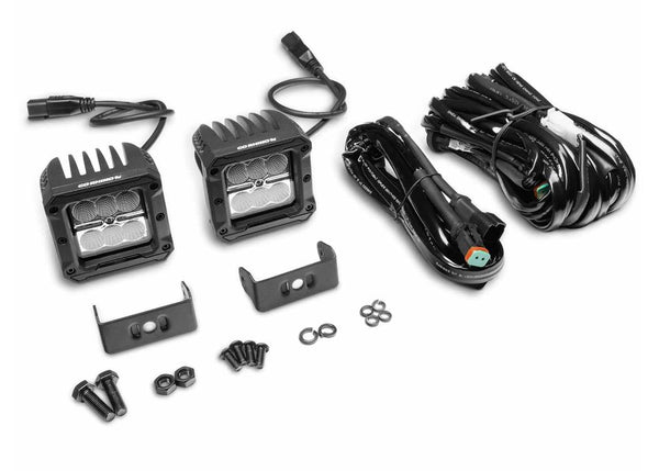 Go Rhino Bright Series 3X3 Cube Flood Light Kit Pair Blk