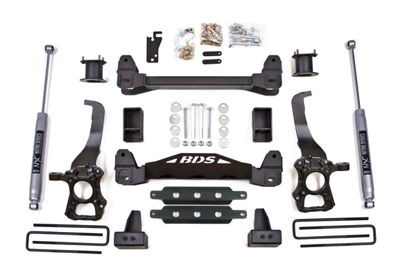 BDS Suspension Ensemble de rehaussement 4 po, ensemble d'entretoises de jambe de force IFS avec amortisseurs NX2 — 2WD — 2015-2020 Ford F-150 (BDS1909H)