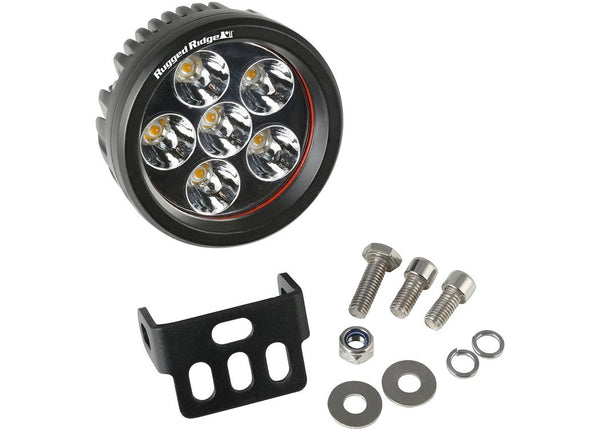 Rugged Ridge 3.5In Round 18 Watt LED Light Black Aluminum Driving Beam Pattern 1040 Lumens (18 Watt)