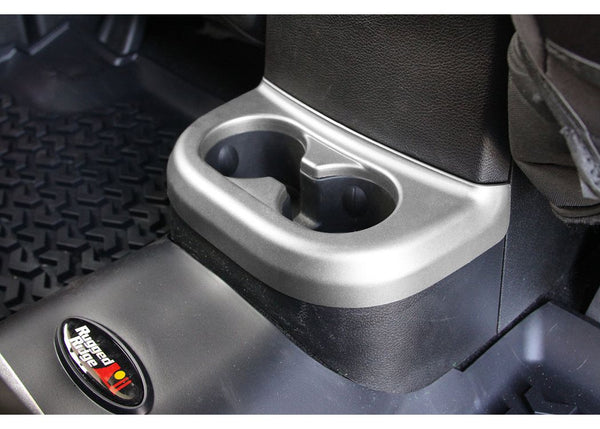 Rugged Ridge Console centrale porte-gobelets 2e rangée 2011-2016 Jeep Wrangler - argent brossé