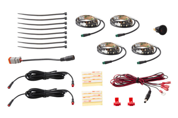 Diode Dynamics RGBW Footwell Strip Kit 4pc Multicolor