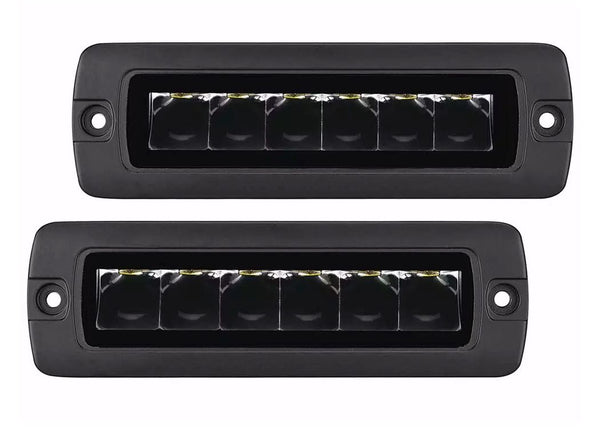 Go Rhino Universal Blackout Series Lights PAIR OF Sixline LED SPOT Light KIT Flush Mount (750300621SBF)