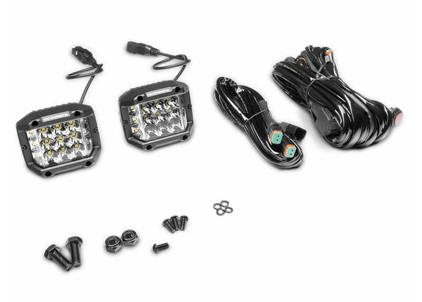 Go Rhino Bright Series 4X3 Sideline Cube Spot Light Kit Pair Blk